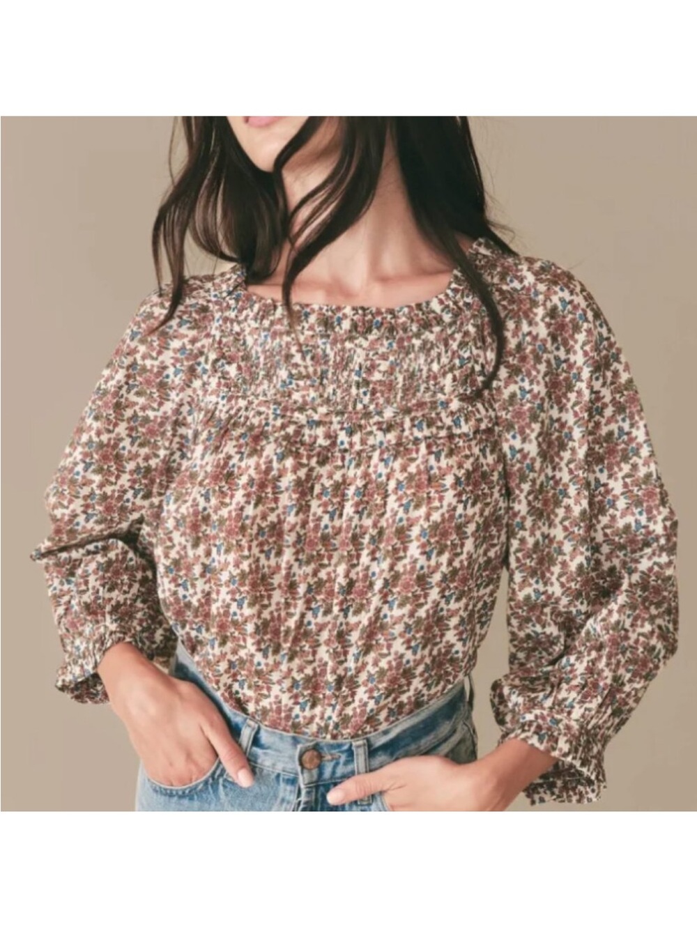 Doen Agotha Top - Creme Forest Floral